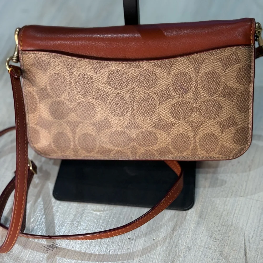 Coach Brown Signature Canvas and Leather Crossbody with Gold 'C'